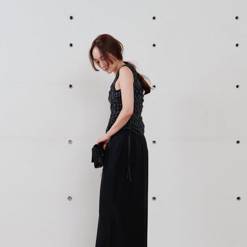 Hella】gather stripe top | Selectshop shooby dooby