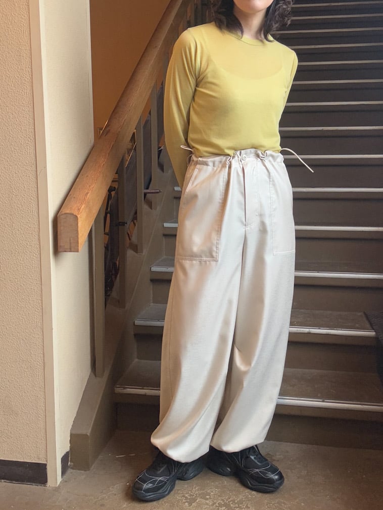 家で洗える⭐︎CADUNE(カデュネ)パラシュートパンツ　ベージュ　サイズ38　M 家で洗える⭐︎CADUNE(カデュネ)パラシュートパンツ ベージュ
