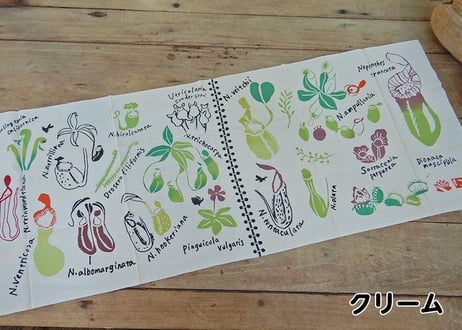 【にじゆらコラボ】食虫植物てぬぐい（クリーム・ピンク）