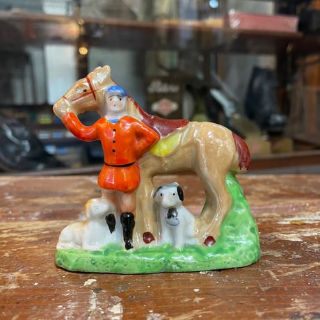 1960’s 馬と騎手と犬 置物