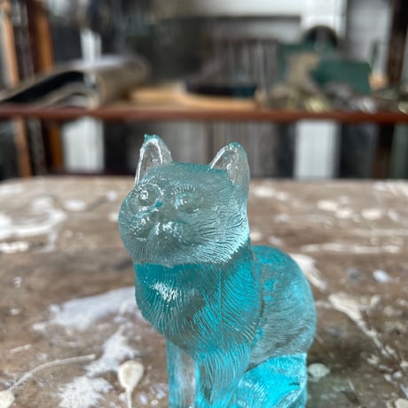 1970’s モッサーキャット 猫 置物 水色