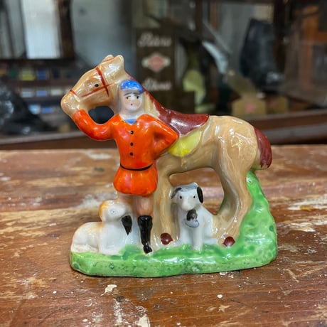 1960’s 馬と騎手と犬 置物