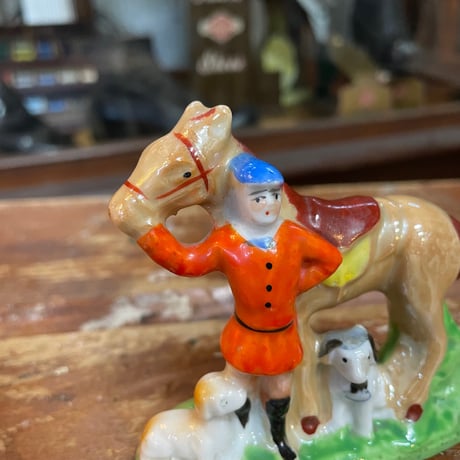 1960’s 馬と騎手と犬 置物