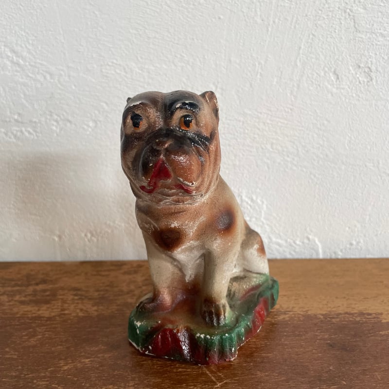 ビンテージ Chalkware Bulldog チョークウェア ブルドッグ 置物 ビンテージ Chalkware Bulldog チョークウェア ブルドッグ 置物