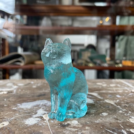 1970’s モッサーキャット 猫 置物 水色