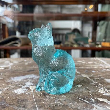1970’s モッサーキャット 猫 置物 水色