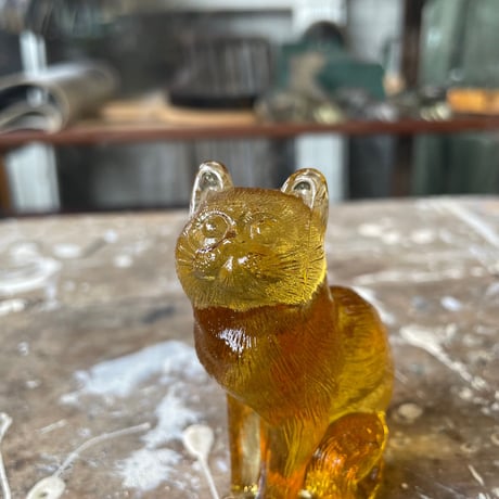 1980’s モッサーキャット 猫 置物 べっこう色
