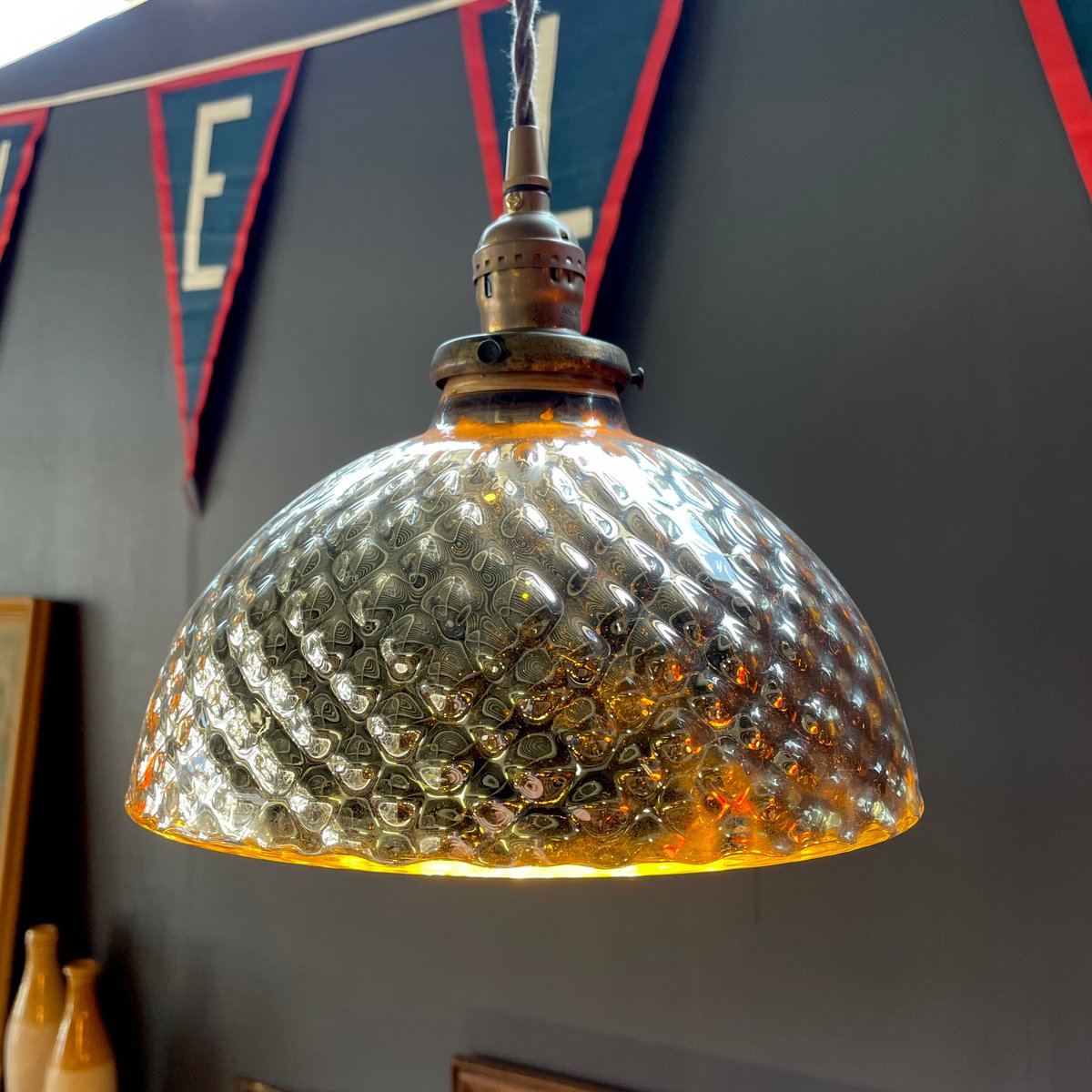 ビンテージ マーキュリーグラスシェード　ペンダントライト VINTAGE ANTIQUE MERCURY GLASS HUBBELL ヴィンテージ アンティーク