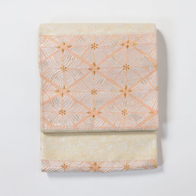 西陣織 袋帯 単品 お仕立て上がり「赤茶色 花亀甲華文」浅田叡一織物