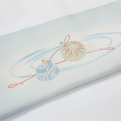 夏もの　手描き京友禅九寸名古屋帯　　駒絽　　水風船釣り　　お仕立代込み