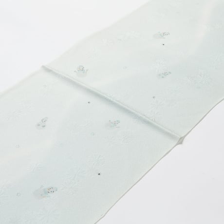 雪ダルマ模様　雪の結晶地紋　帯揚げ　丹後ちりめん