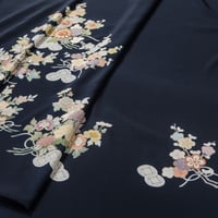 草花文の京友禅附下　金駒繍（きんこまぬい）　浜ちりめん　お仕立代込み