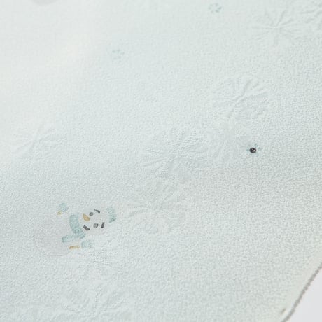 雪ダルマ模様　雪の結晶地紋　帯揚げ　丹後ちりめん