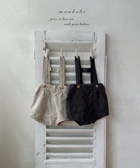 54[予約]monbebe linen suspender shorts