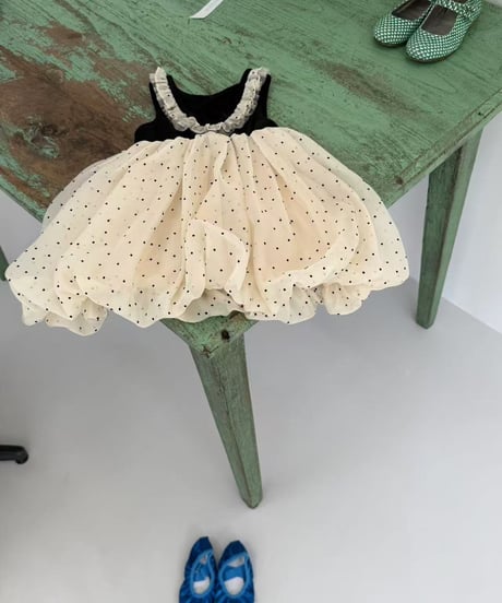 19[予約]aiai black combination dot dress