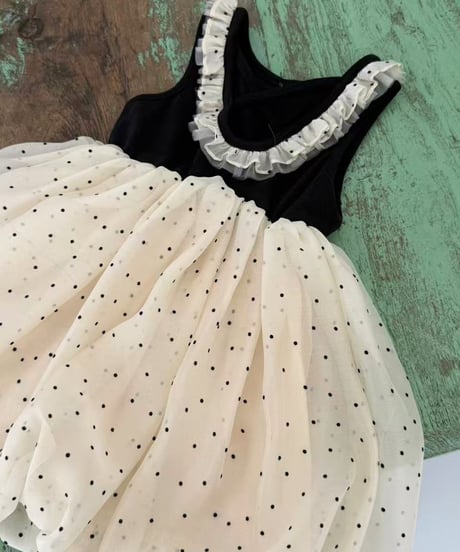 19[予約]aiai black combination dot dress