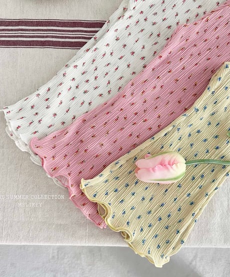 33[予約]melikey flower pleats pants