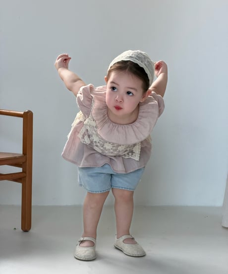 52[予約]mydaughter rose lace layered top set