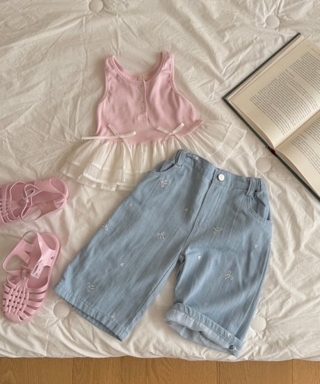 72[予約]ninibello ribbon sugar denim pants
