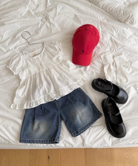 70[予約]ninibello bermuda pintuck deim pants