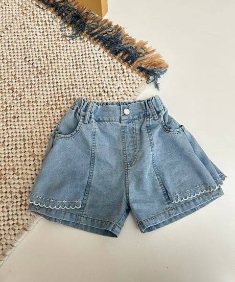 70[予約]aiai blooming stitch denim shorts