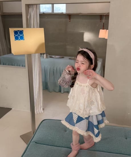 38[予約]aiai blue patchwork skirt