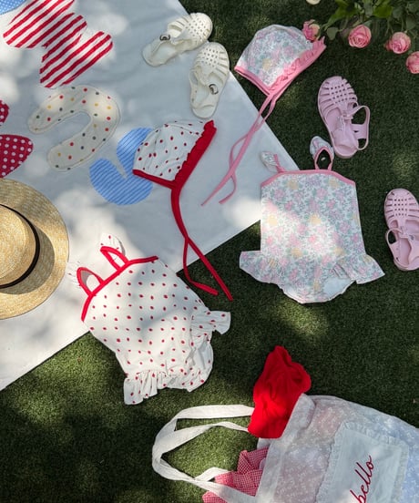 99[予約]ninibello rosie berry swimwear bonnet set