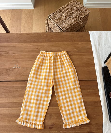 18[予約]ohho gingham frill pants