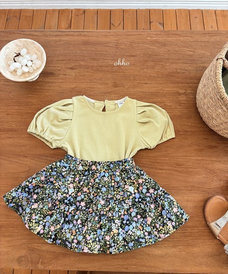 11[予約]ohho floral shirring skirt