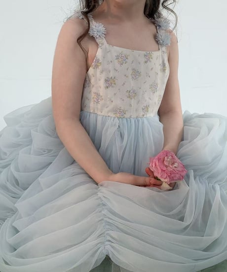 8[予約]aiai blue bell shirring dress