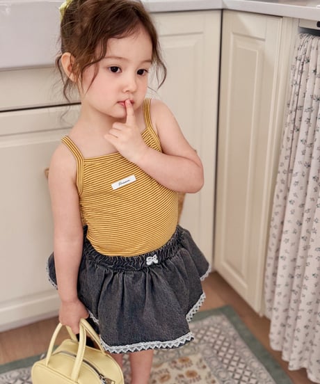 12[予約]poisson black denim skirt pants