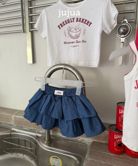 13[予約]jujua denim tiered skirt