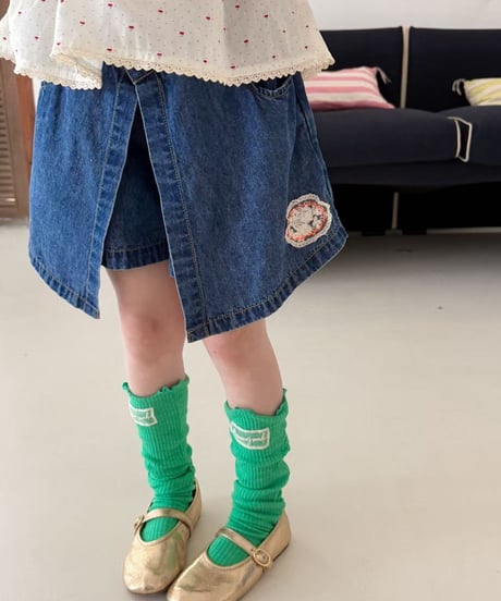 46[予約]aiai denim asymmetrical wrap skirt pants