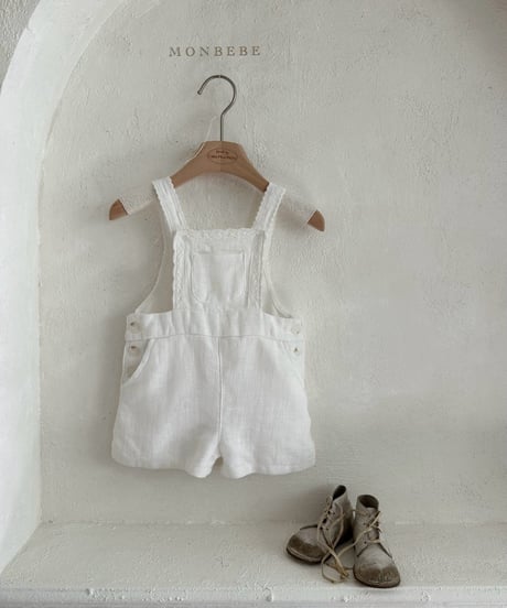 84[予約]monbebe pure linen kids suspender pants