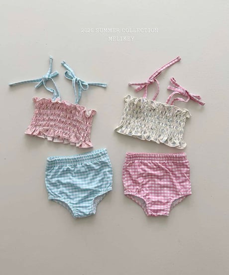 76[予約]melikey lily check swim set