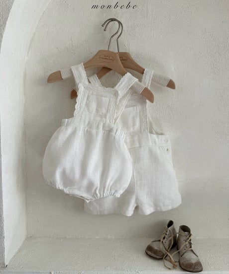 83[予約]monbebe pure linen suspender suit