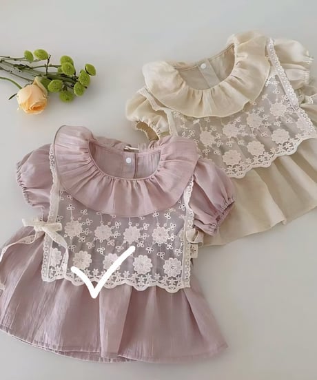52[予約]mydaughter rose lace layered top set