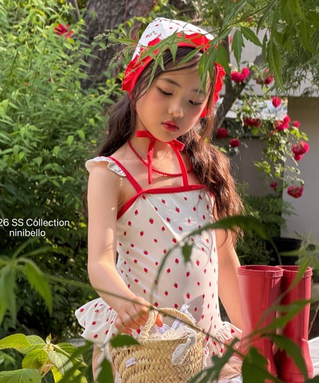 99[予約]ninibello rosie berry swimwear bonnet set