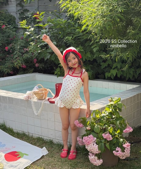 99[予約]ninibello rosie berry swimwear bonnet set