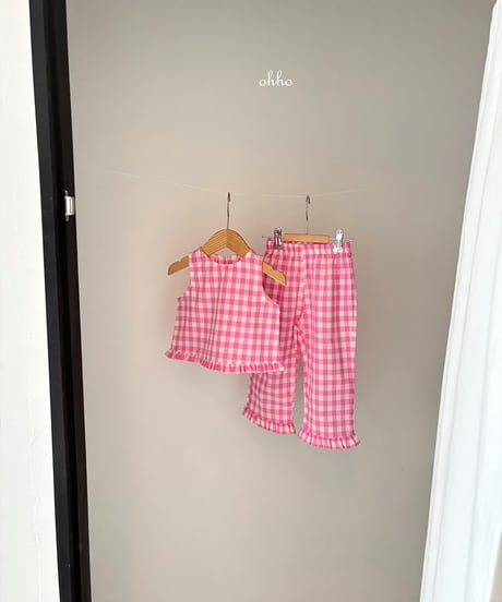 17[予約]ohho gingham frill sleeveless
