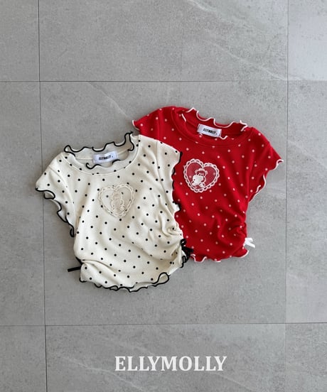 11[予約]ELLYMOLLY dot me shirring t-shirt