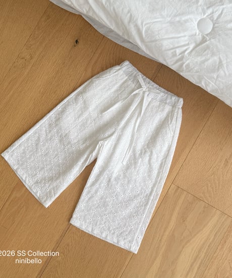 49[予約]ninibello mori punching eyelet pants