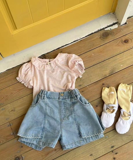 70[予約]aiai blooming stitch denim shorts