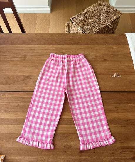 18[予約]ohho gingham frill pants
