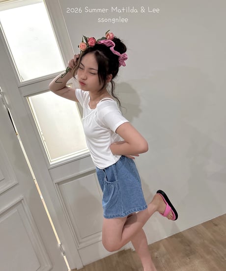 68[予約]matilda&lee denim shirring pants