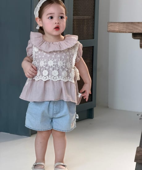 52[予約]mydaughter rose lace layered top set