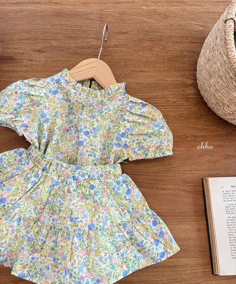 11[予約]ohho floral shirring skirt