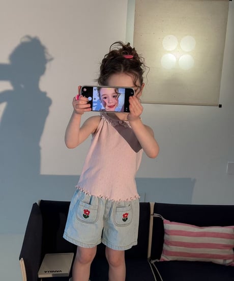 90[予約]aiai two flower pocket denim shorts