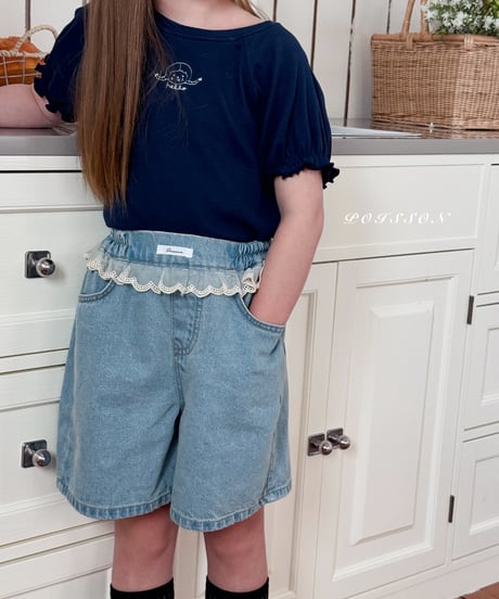 11[予約]poisson lalla lace short denim