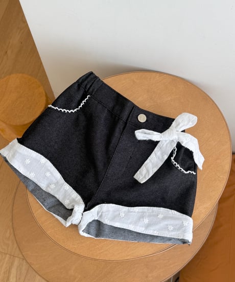 67[予約]ninibello love it half denim pants